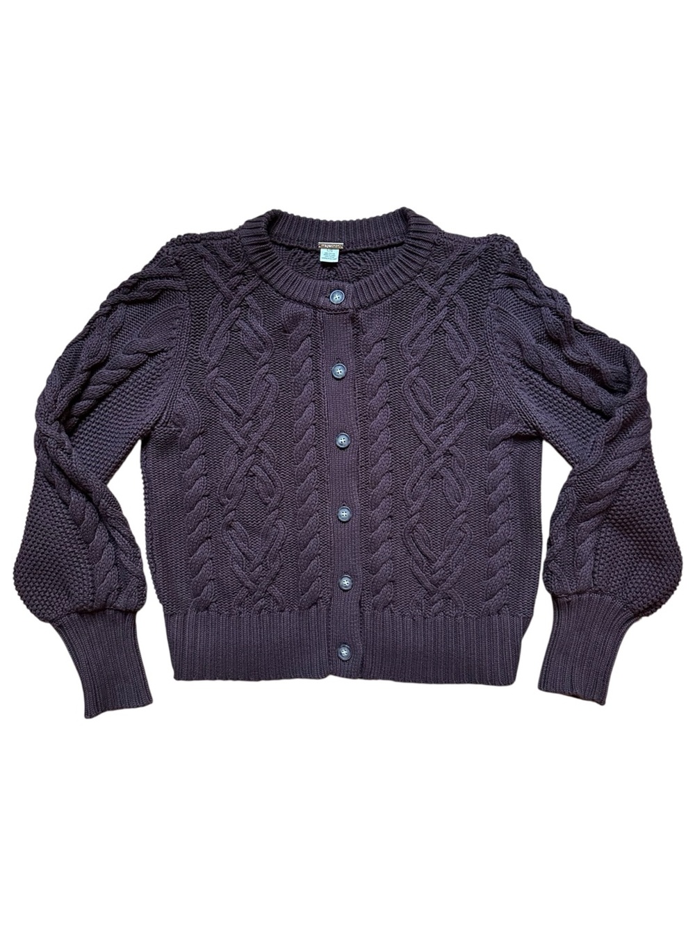 Magaschoni Dark Brown Cable-Knit Button Cardigan